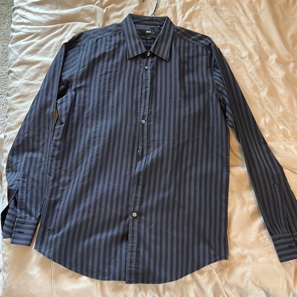 Hugo Boss Shirts Hugo Boss Dress Shirt Black Silver Poshmark